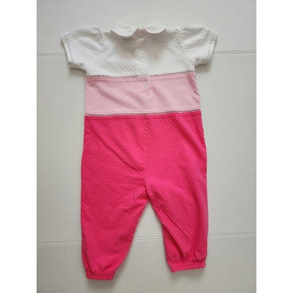 Baby Girl Clothes Lot - 2 Cotton Romper Jumpers & 1 Hooded Cardigan Playwear 12M - Picture 10 of 16